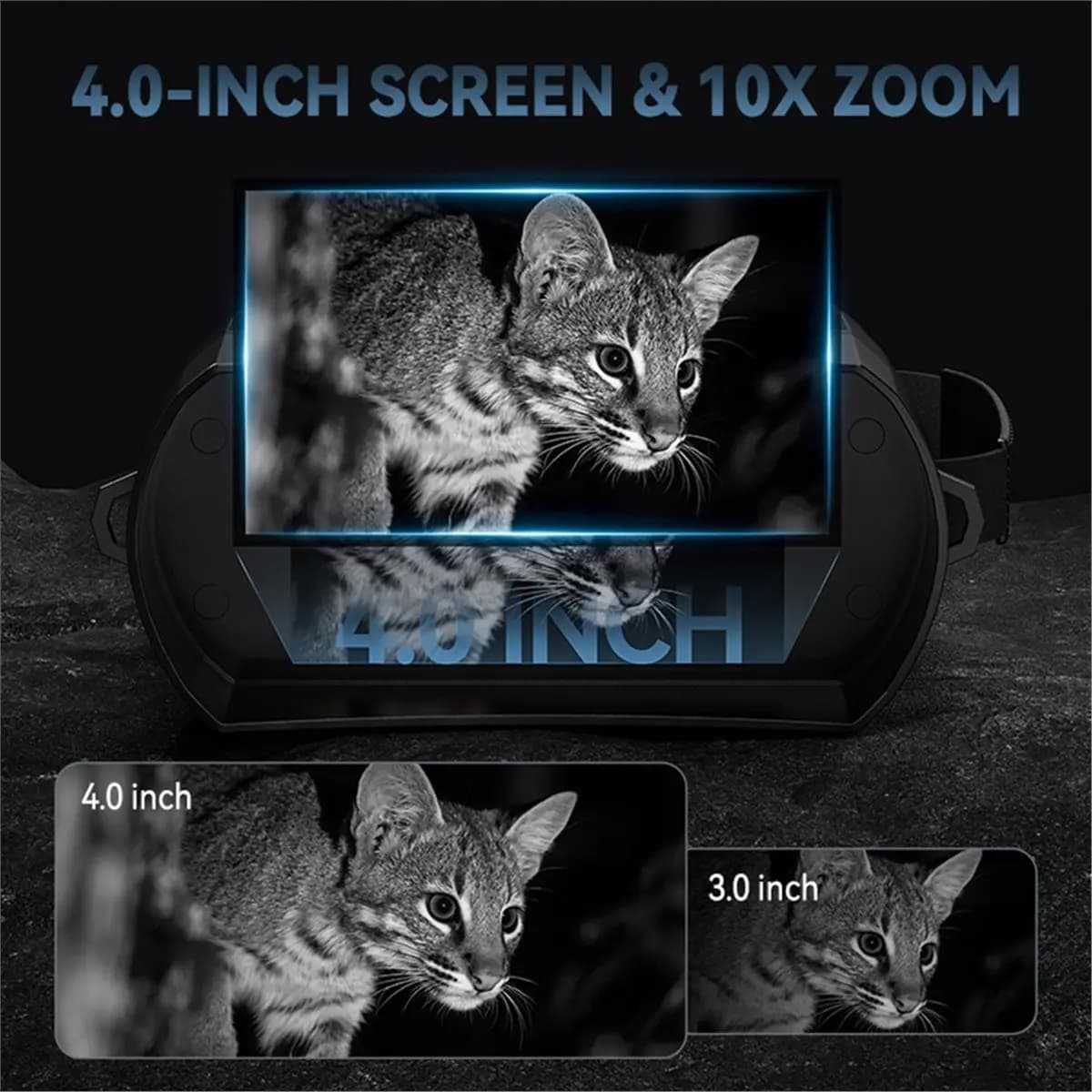 Binocolo con Visione Notturna Homegood, Schermo da 4.0 Pollici, 4K, Zoom Digitale 10X con Luce, Batteria 5000mAh, Occhiali per Visione Notturna a Infrarossi