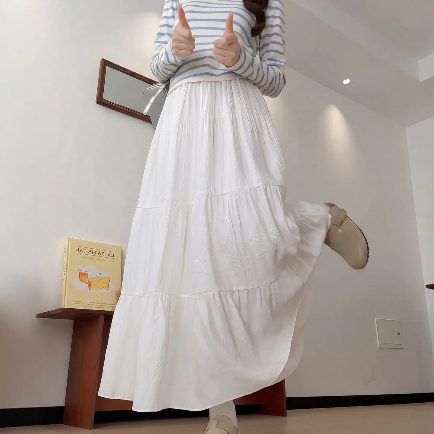 White A-Line Half Skirt Women's Spring Summer New Large Size Beautiful Cake Skirt Long Skirt Fluffy Puffy Teenage Girls' Skirt