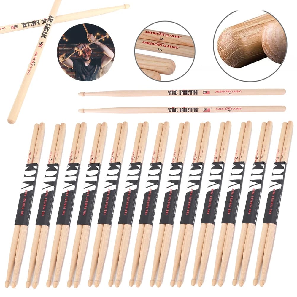 Bacchette per Batteria Jazz in Hickory Americano, Peso e Tono Costanti, Bacchette Classiche per Percussioni