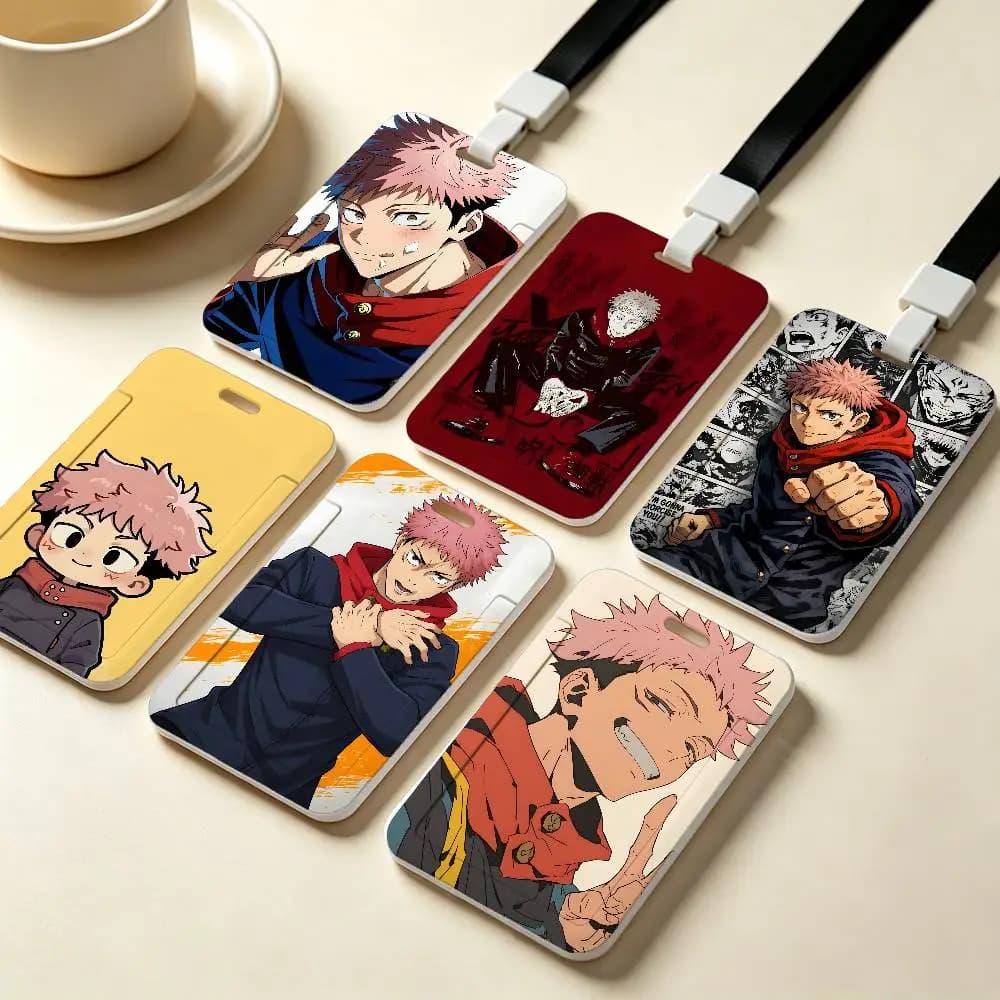 Cartoon I-Itadori Yuji NFC Contactless Sliding Card Sleeve For Student Cards, Bus Cards, ID Cards, And Work Permits