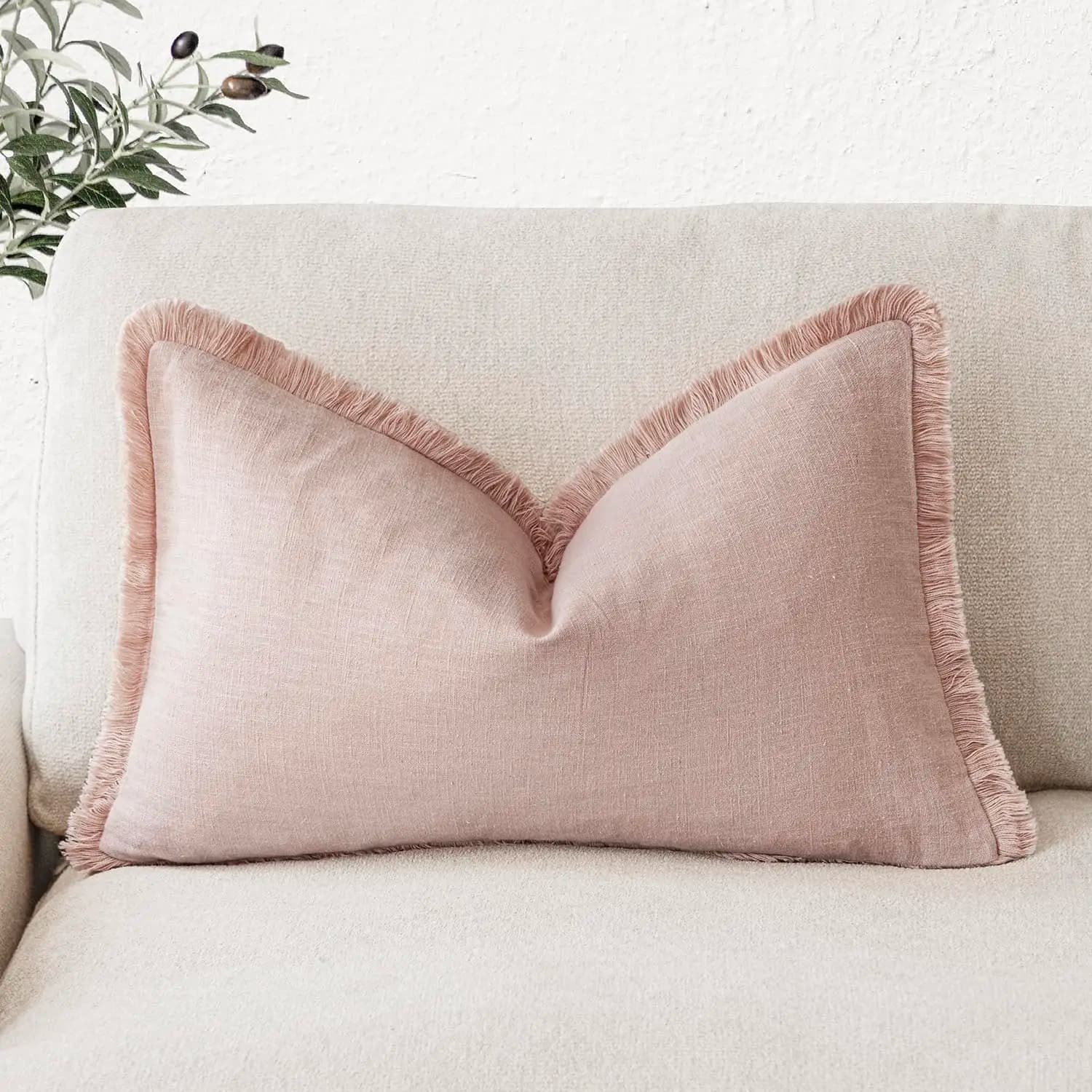 Fodere per cuscini decorativi in lino con frange, morbide e accoglienti, in stile boho, con nappe, per divano, letto e soggiorno