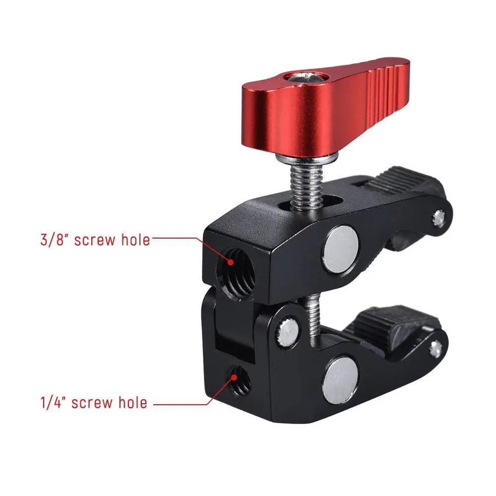 Multifunction metal spherical head clamp with ball mounting, magic arm, super 1/4"-20 thread clamp for camera/LED Lig cage system monitor