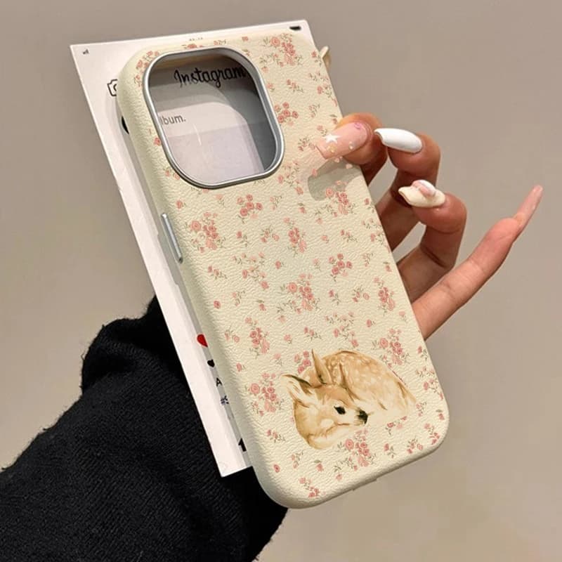 Phone Case with Cute and Fully Floral Deer for Samsung Galaxy A26 A25 A36 A35 A55 A54 A53 S25 S23 Ultra S22 Plus S21 FE Cover
