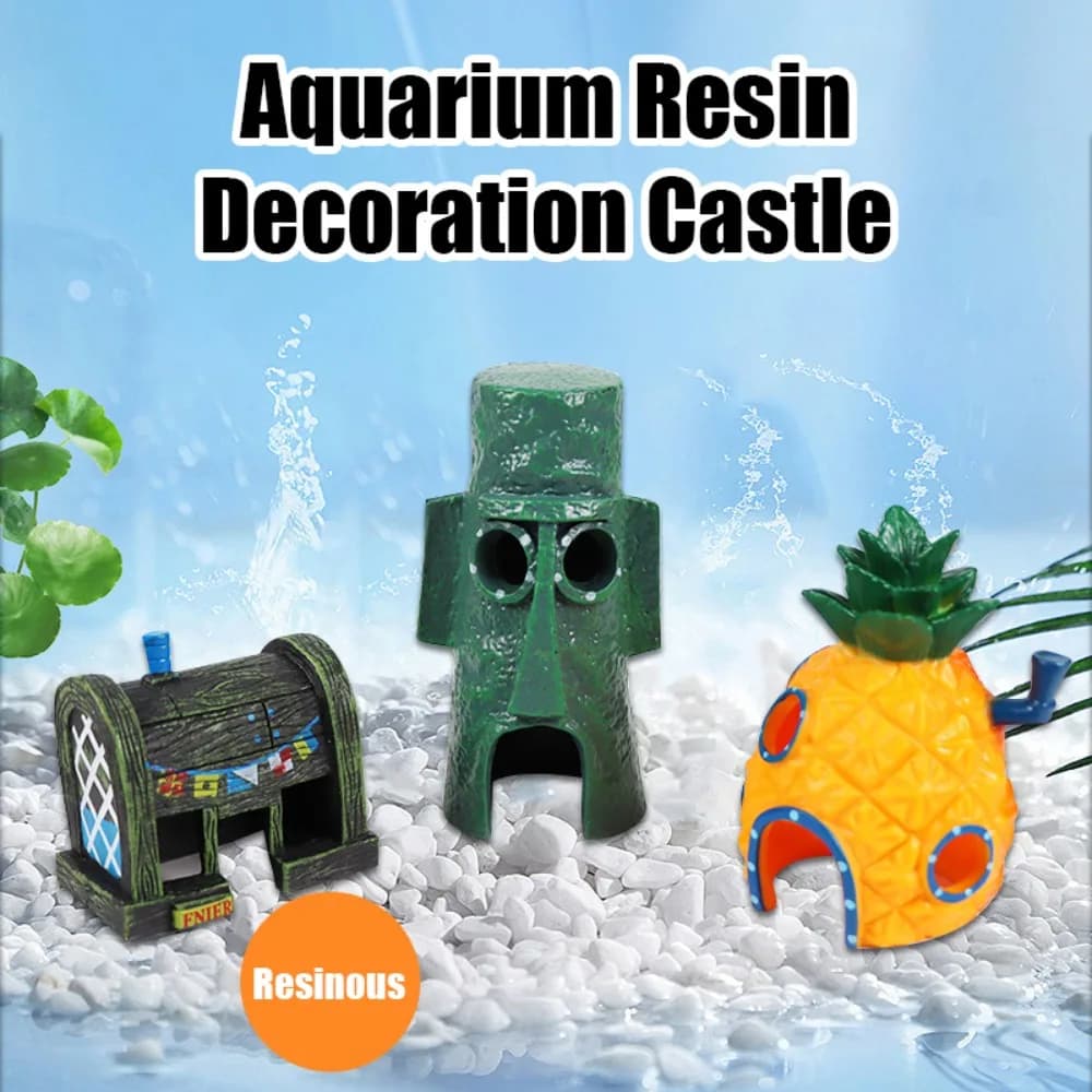 Cute Aquarium Resin Decoration Castle Pineapple Dining Room Dodge House Aquarium Small Ornament Fish Tank Accessories Decoration
