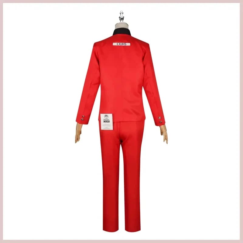 5;e,8\v,5/Game The Hundred Line Last Defense Academy Tsukumo Ima Cosplay Costume Red Coat Uniform Full Set Wig Man Wf,5'h\8/m'