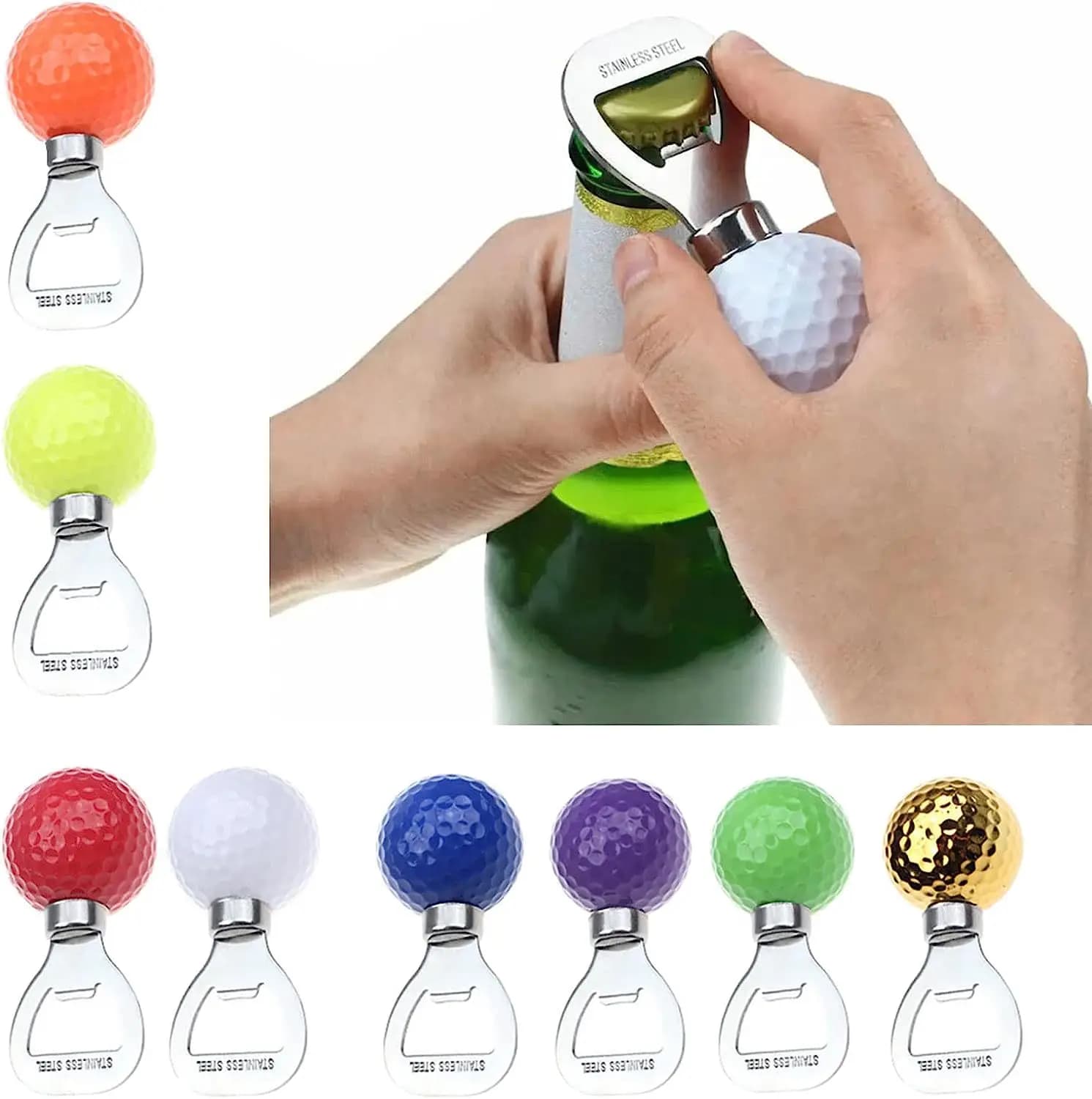 CRESTGOLF 1 pz/pacco apribottiglie a forma di palla da golf palline per piatti di birra strumenti aperti in acciaio inossidabile 8 colori per la scelta