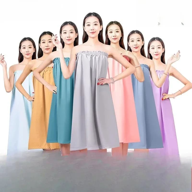 Single Color Women's Bath Gonna, 100% Absorbent Cotton, Adjustable Bathrobe No Spalline for Home and Beauty Salon