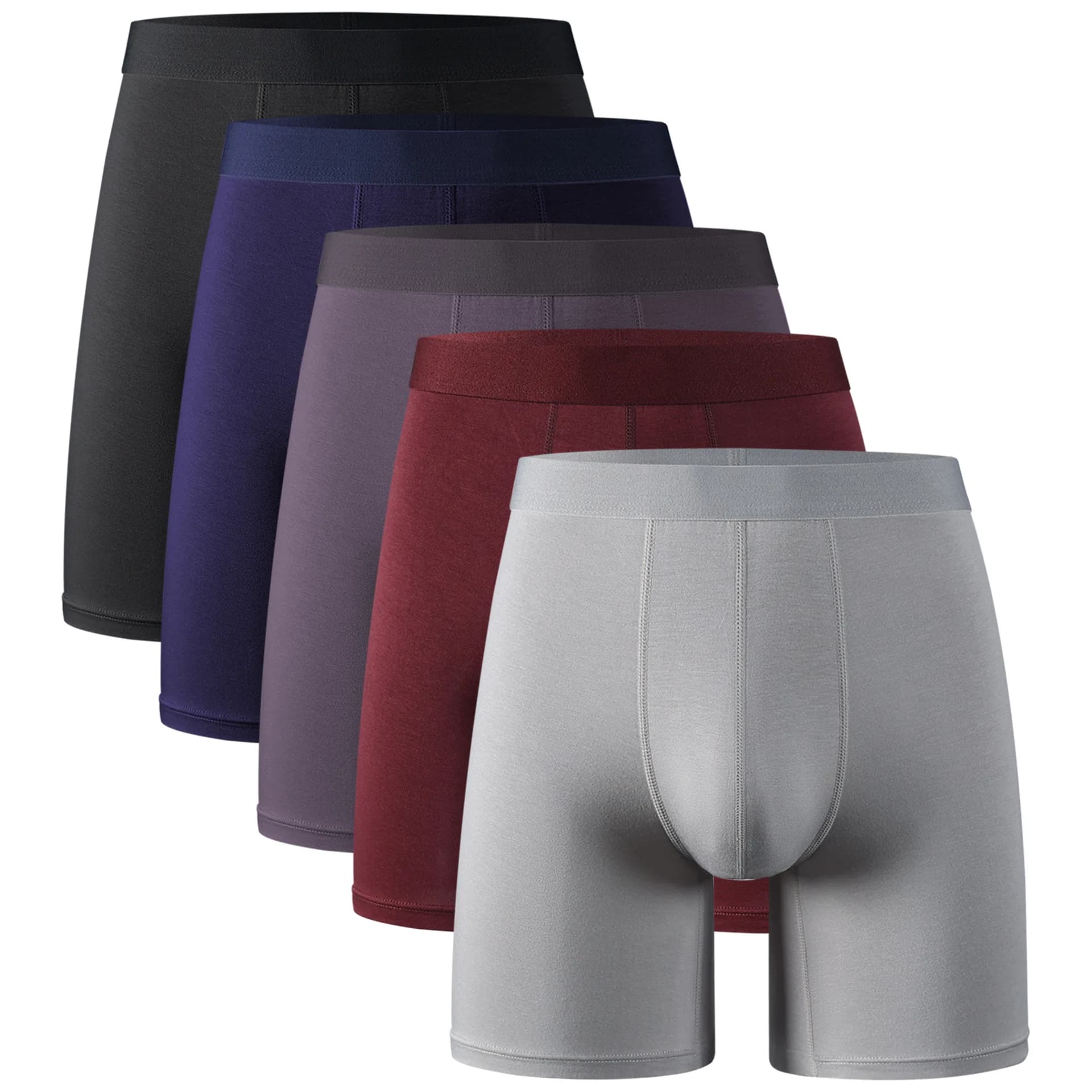 Men's Bamboo Fiber Long Underwear Mid Waist Solid Color Sports And Casual Underwear Men's Comfortable And Sexy Underwear