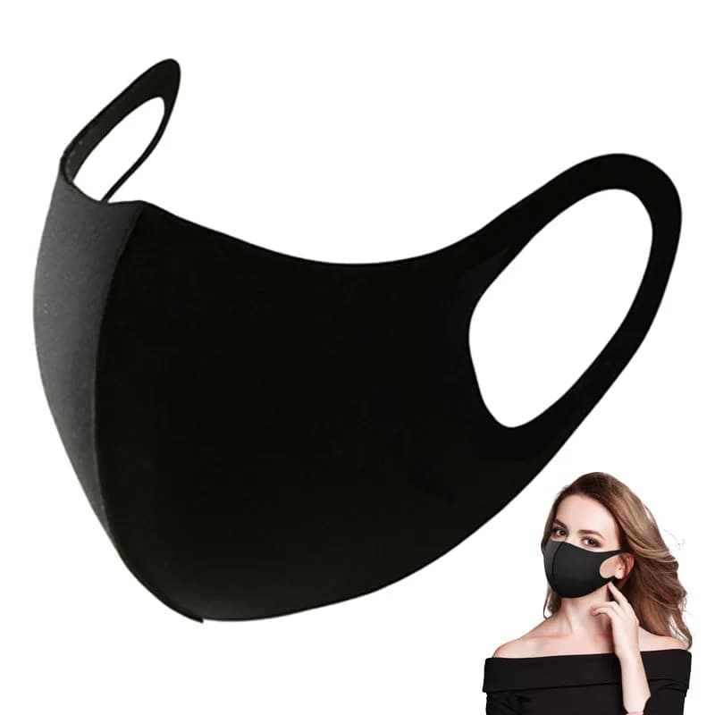 Solar Protective Mask for Men and Women, Spring-Summer, Black with Elastics, Breathable, Goccioline Block, Washable