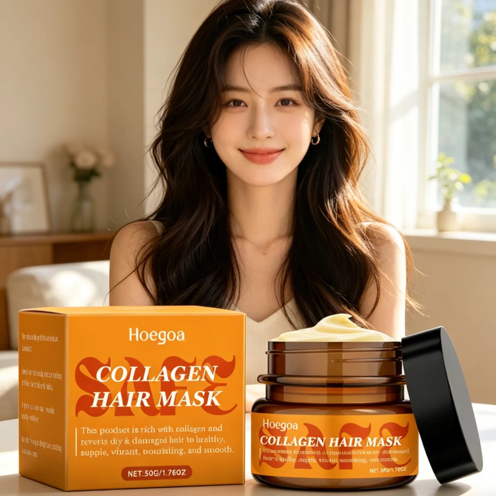 Hoegoa Collagen Hair Mask Deeply Nourishing Increase Gloss Smooth Improve Frizziness Anti Dryness Repair Damaged Hair Care Mask