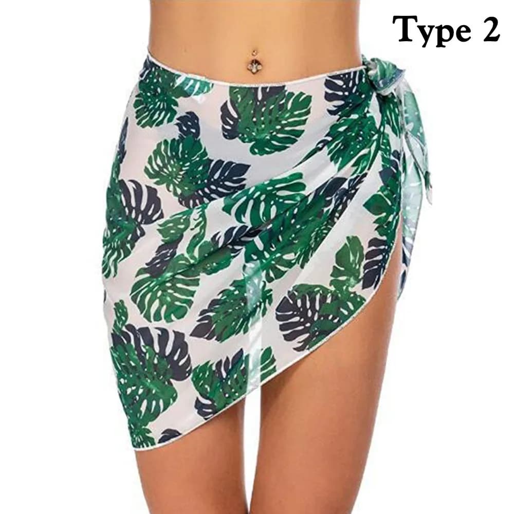 Sarong da donna in chiffon a vita alta, gonna avvolgente, copricostume velato in chiffon, sciarpa copricostume, copricostume corto morbido da spiaggia estivo