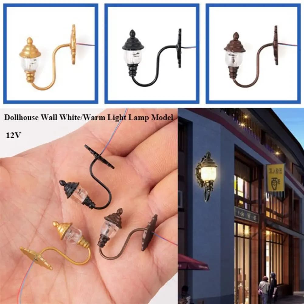 1.7*1.8 cm/2.2*2.7 cm Lampada da parete per casa delle bambole Materiale metallico ABS 12V Giardino Cortile Luce a led Casa delle bambole Decorazione del giardino