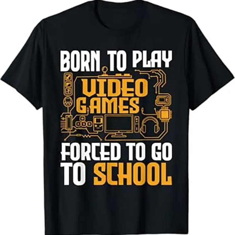 Nata per giocare con i videogiochi Forced To Go To School Gaming Gamer T Shirt