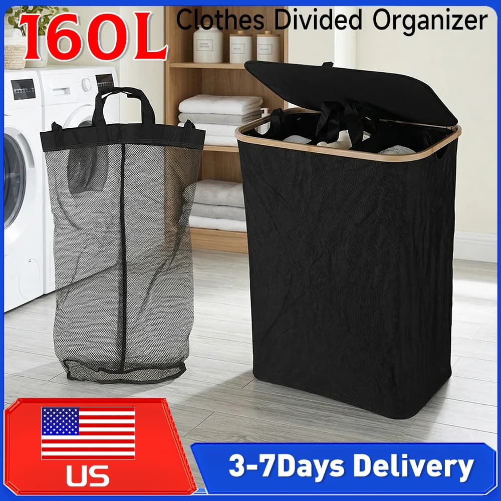 160 litre whiteboard with 3 compartments, organizer with lid, removable inner bags, bathroom and bedroom clothes container
