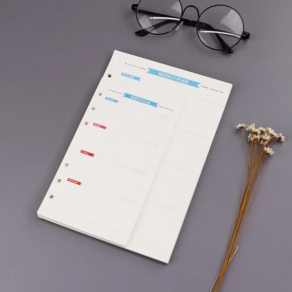 A6 6-Ring 40 Sheets Lined Paper Refills Smooth Heavy Wear-Resistant for Notebook Journal Planner Diary Travel Office Use