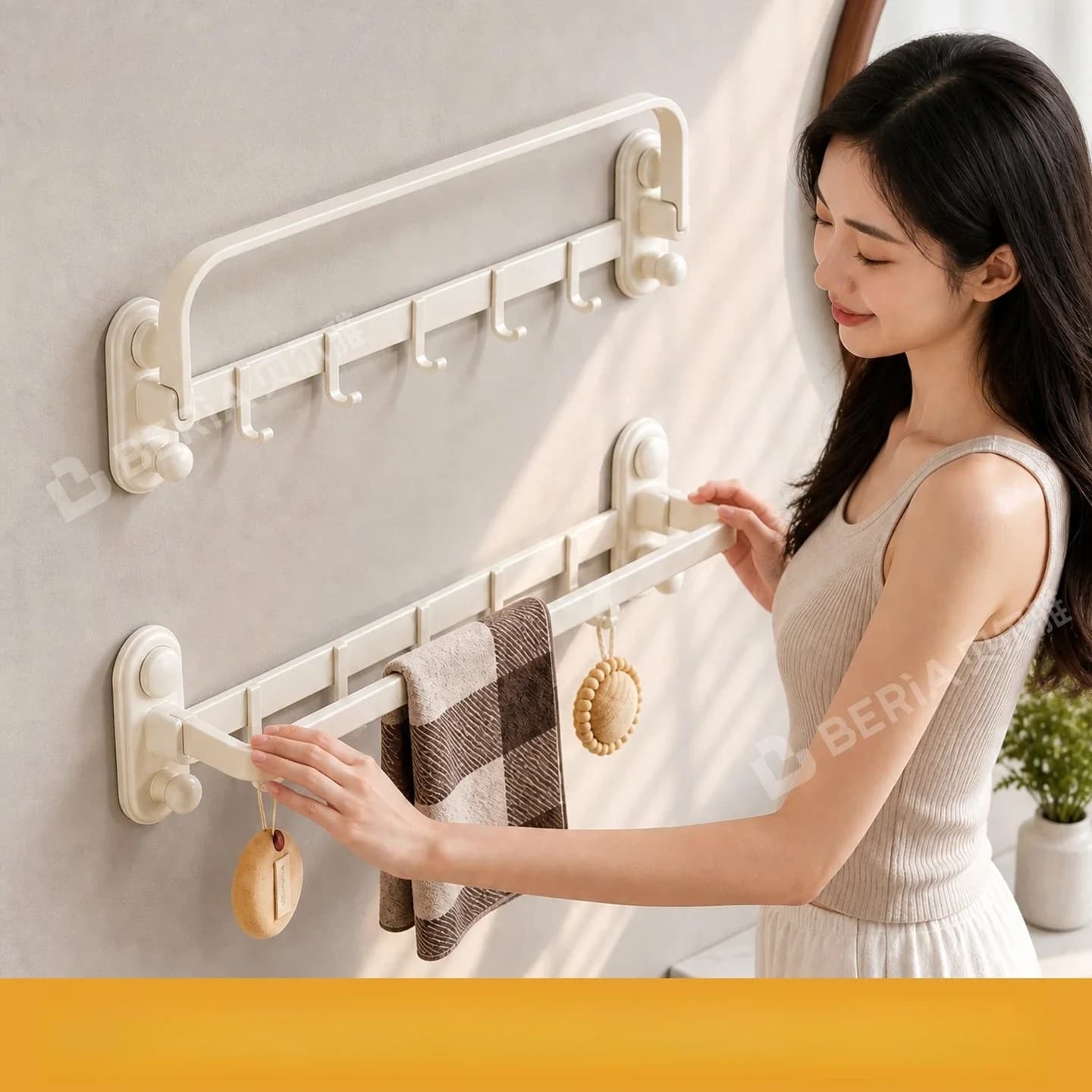 Suction Cup Folding Towel Rack No Drilling Bathroom Towel Bar Wall Mount Storage Hanger Shelf For Restroom Wall Hanging