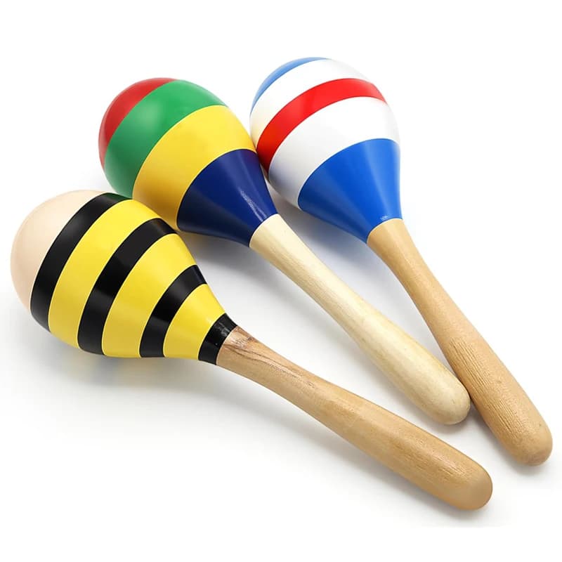 1 Pezzo Maracas in Legno Colorato 20CM, Strumento Musicale a Percussione, Regalo per Feste, Carnevali, Festival e Compleanni