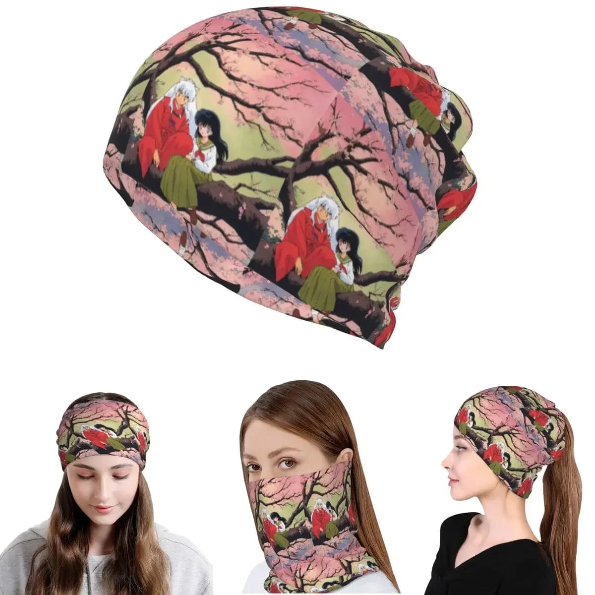 Manga Kimono Inuyasha Sesshomaru Bandana Neck Gaiter Mask Scarf Multifunction Balaclava Beanies Hat for Men Women Windproof