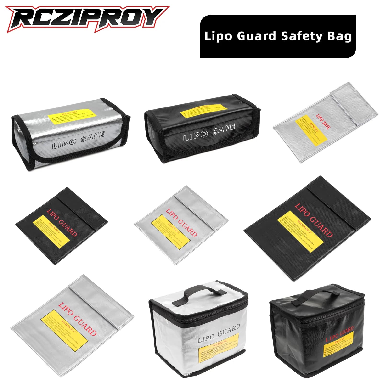 RCZIPROY Safety bag for Lipo Batteries, Fire-retardant and Anti-explosion, for Refilling and Conservation of Batteries for Auto RC and drones