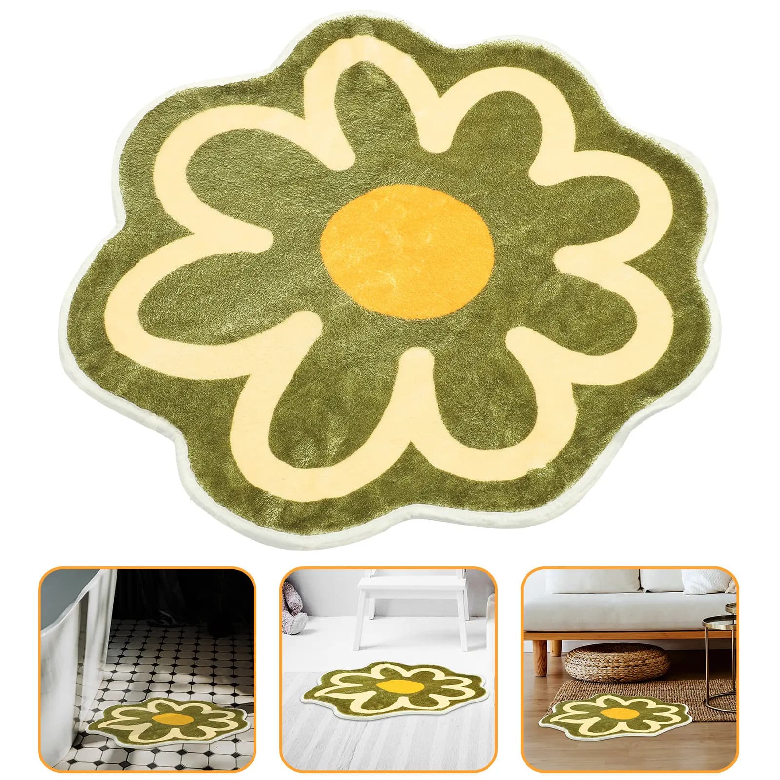 Tappeto a Forma di Fiore, Tappetino Antiscivolo, Assorbente per Doccia e Bagno, Tappeto Decorativo per Ingresso, in Poliestere per la Casa