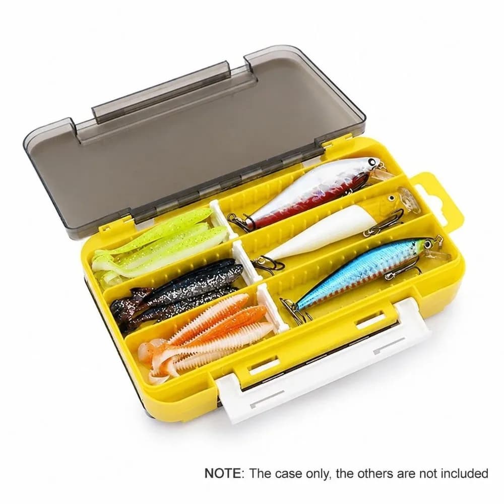 Double Sided Fishing Tackle Box with Adjustable Dividers 175*105*40mm Fishing Lure Storage Transparent Case