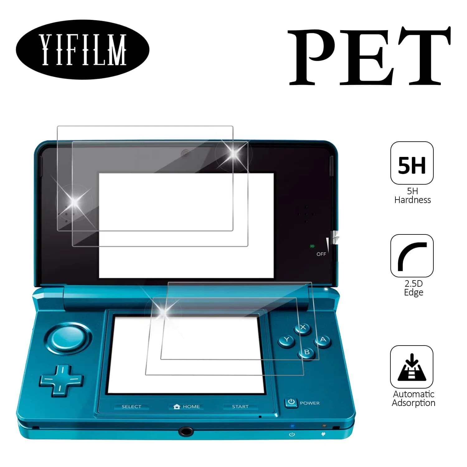 2 pezzi protezione schermo antideflagrante per Nintendo 3DS HD trasparente PET console di gioco pellicola protettiva schermo impermeabile non in vetro