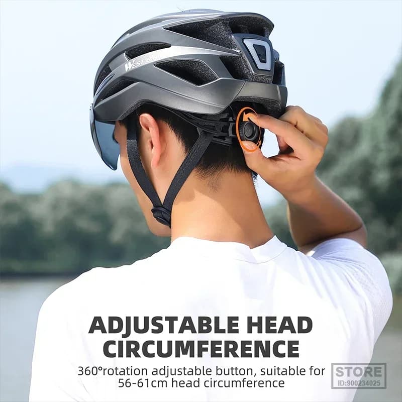WEST BIKING Men's Safety Cycling Helmet Magnetic Glasses Lightweight Road Bike Helmet with LED Light MTB Equipment