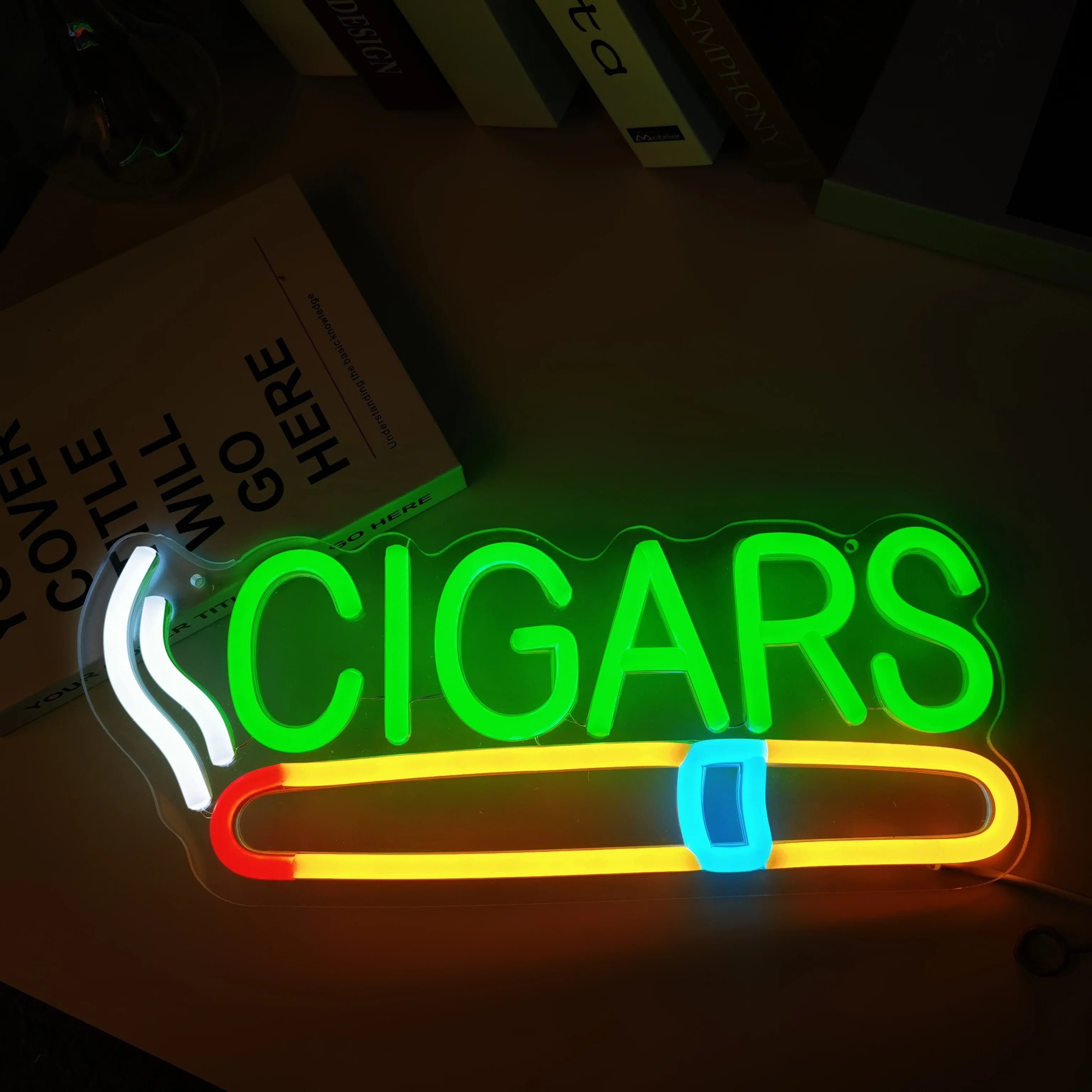 Insegna al Neon del negozio di sigari, per la decorazione della sala dei sigari del Bar di casa, luce della grotta umana, luce al Neon, per Bar, Bar, feste o fumatori