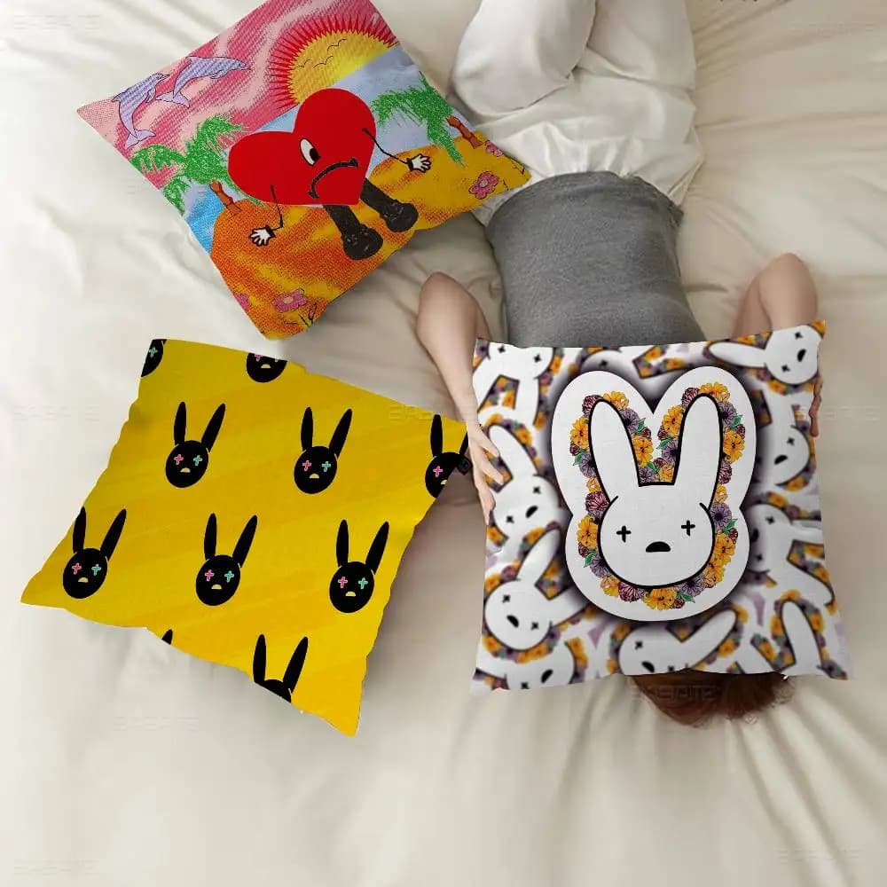 Singer Bad Bunny Cushion Cover Pillowcase Upholstery Sofa Throw Pillow Home Decor Pillowcas