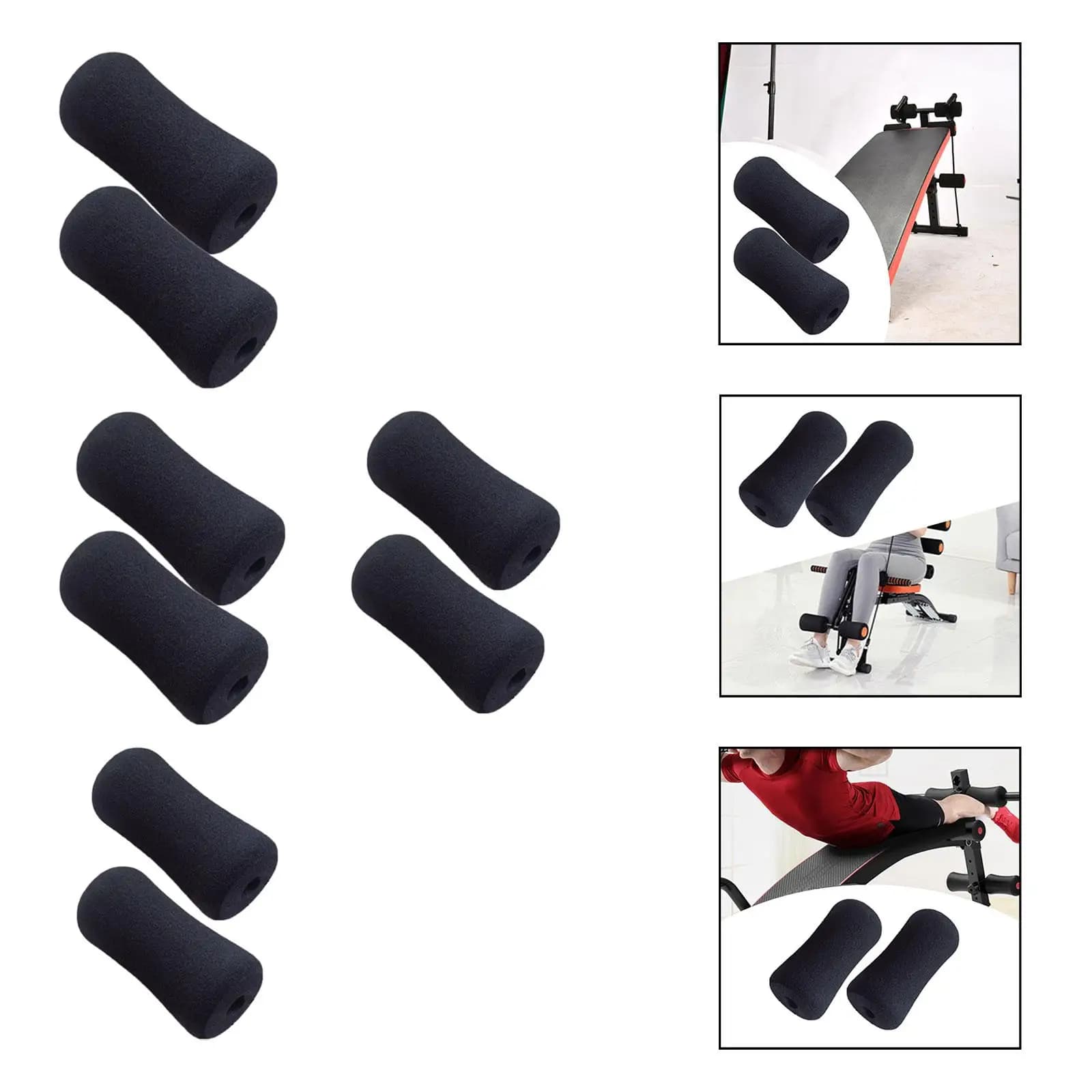 2x foam footrest rollers, fitness hose cover, home gym equipment, exercise machine, strength training, leg extension