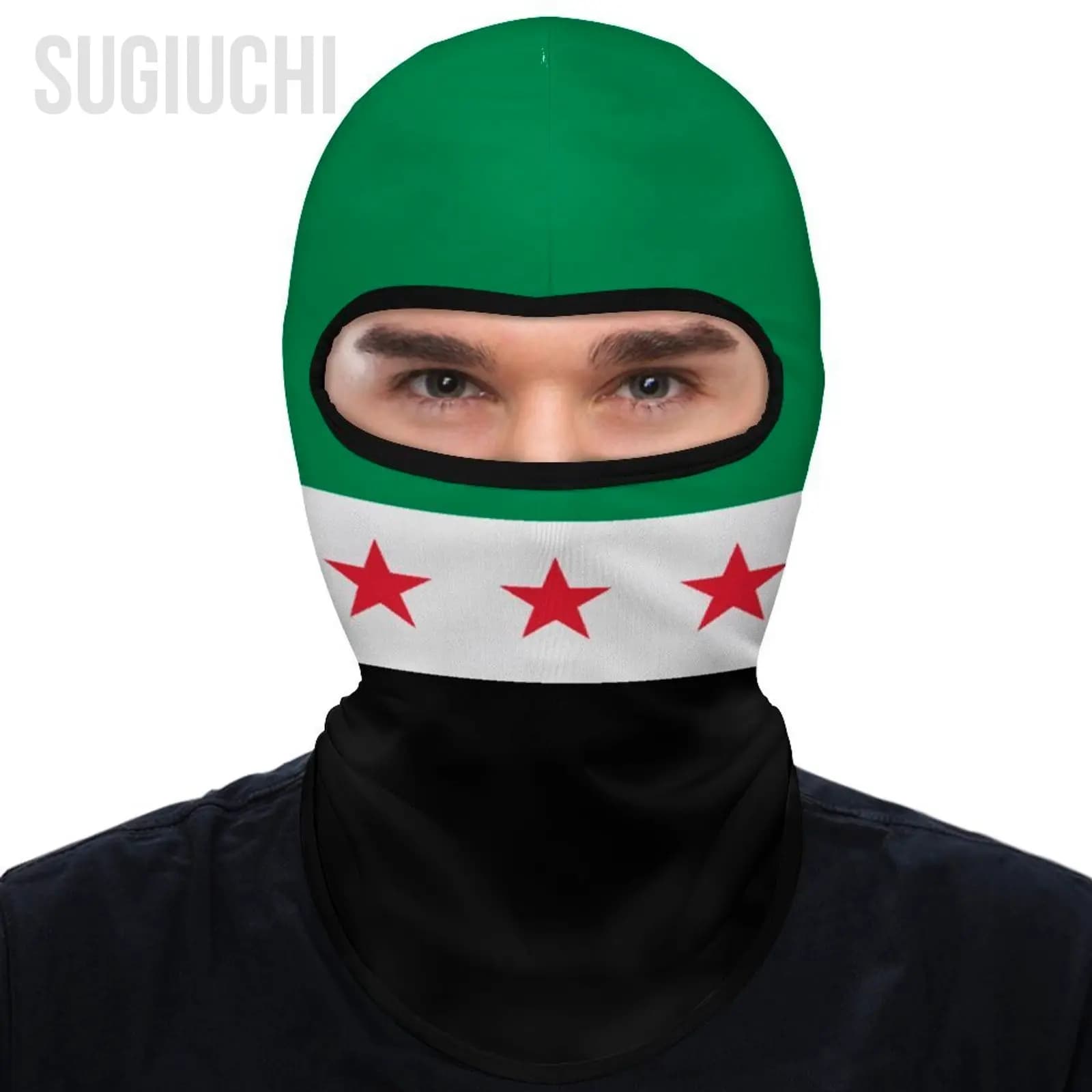 Syria Flag 1932-1963 Outdoor Cool Sunscreen Motorcycle Face Mask Moto Biker Wind Cap Stopper Windproof Bicycle Cycling Headgear