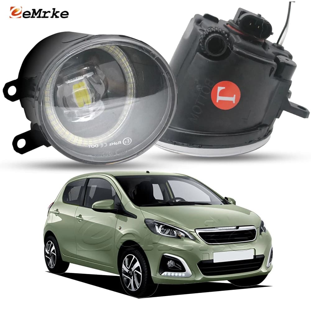 Lampada fendinebbia a LED Lente PTF per Peugeot 108 2014 2015 2016 2017 '18 '19'20 2021 Aggiornamento Angel Eye DRL Indicatore di larghezza dell'anello Luce diurna