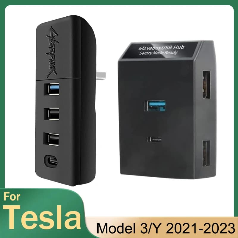 Tesla Model Y modello 3 porte Hub USB vano portaoggetti Docking Station caricabatterie rapido 4 Hub Shunt USB adattatore floccaggio Splitter alimentato