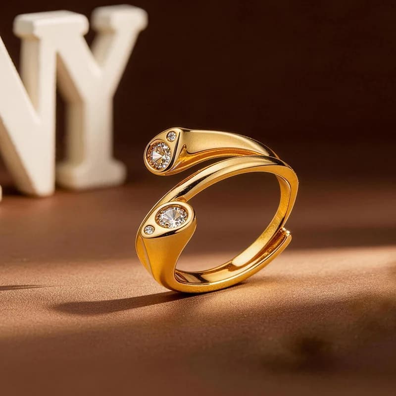Anello in Oro 24K 9999 per Donna, Stile Gold Shop, con Apertura Regolabile, Regalo Squisito per Fidanzata, Gioiello Bellissimo