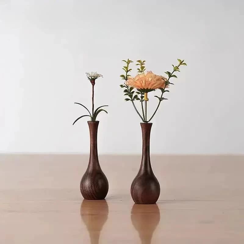 Vaso decorativo per diffusore di vasi creativo in legno massello di noce nera, decorazione per aromaterapia, composizione floreale