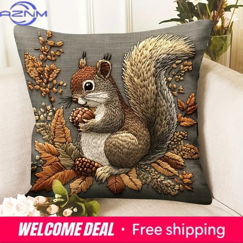 Fodera per cuscino a forma di scoiattolo: l'arte della natura per la tua casa, fodera per cuscino da divano, decorazione per la casa, stampa 2D