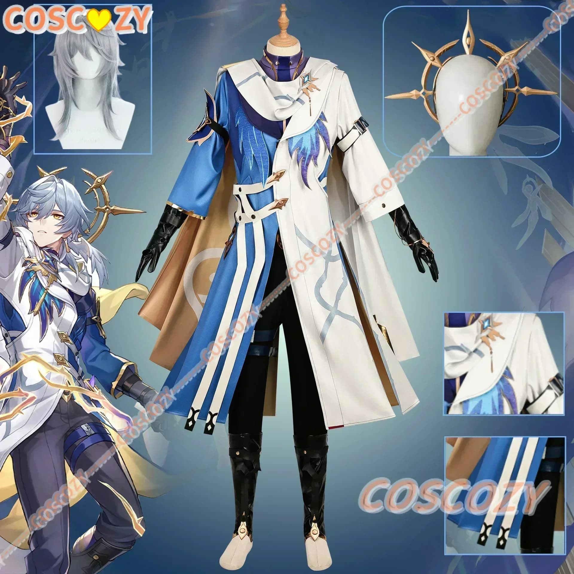 CosplayNewly Sunday Costume Cosplay Parrucca Gioco Honkai: Star Rail Puntelli Cosplay Accessori Costume domenicale Parrucca Copricapo Natale O