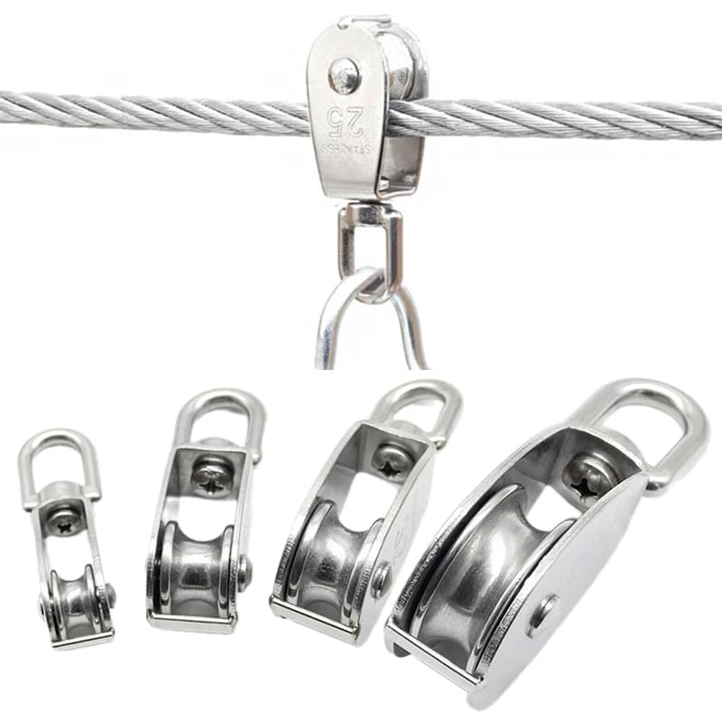 M15/M20/M25/M32 puleggia singola in acciaio inox rotante fune di sollevamento puleggia strumento ruota di sollevamento Yacht a vela puleggia marina