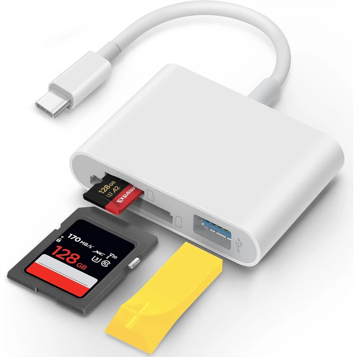 Lettore di Schede SD USB C per iPhone 15 16 iPad Mac, Adattatore 3 in 1 con Doppio Slot e Porta USB