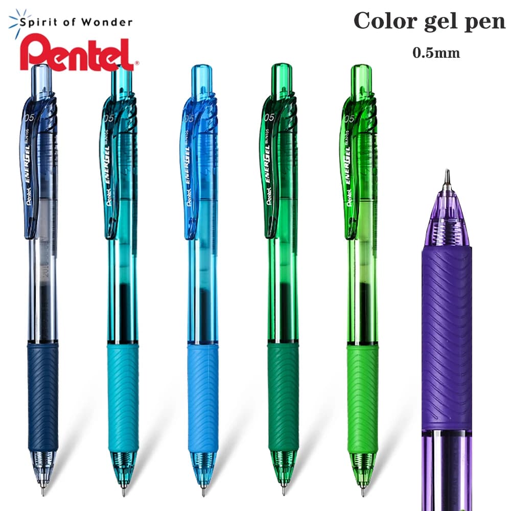 1 pz penna Gel Pentel BLN105 punta dell'ago scrittura liscia inchiostro a colori ad asciugatura rapida 0.5mm Test penna stilografica per ufficio cancelleria giapponese