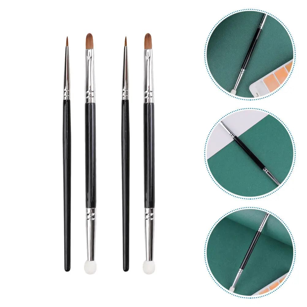 Set di 4 Pennelli Correttore Multiuso con Design a Doppia Testa in Spugna per Naso, Occhiaie, Eyeliner e Trucco da Viaggio