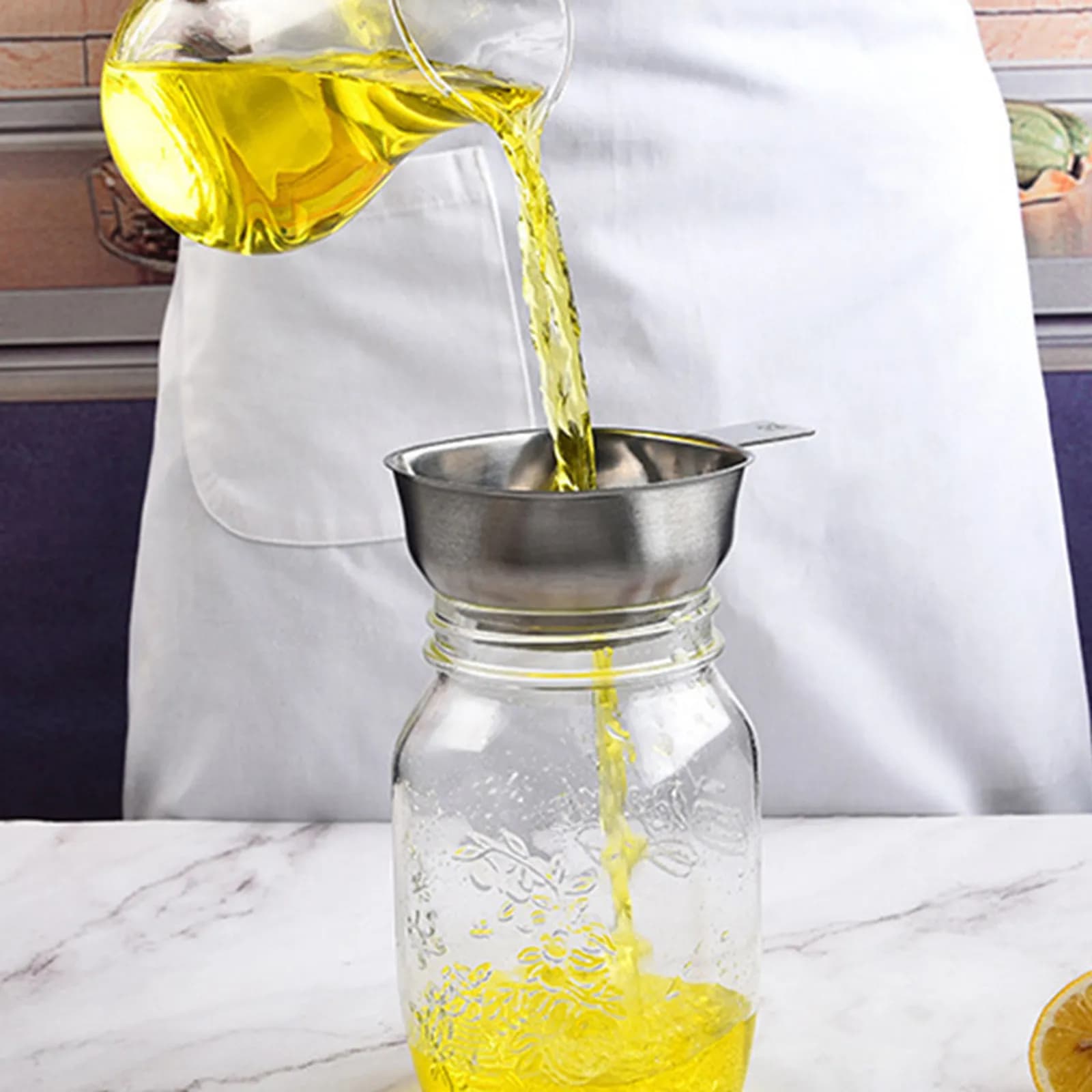 Set di 2 Imbuti a Bocca Larga in Acciaio Inossidabile per Liquidi, Oli, Vini, Salsa di Soia, Marmellate, Spezie, Polveri - Facili da Pulire, Compatti, Utensili da Cucina