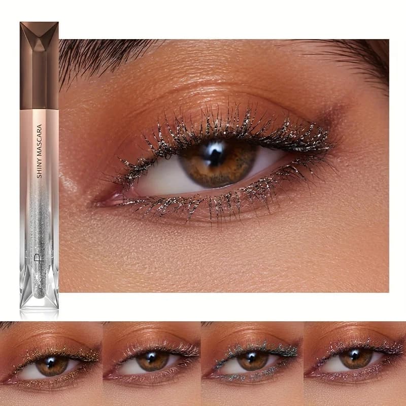 Mascara Scintillante Glitterato Impermeabile a Lunga Durata, Trucco Ciglia Effetto Diamante