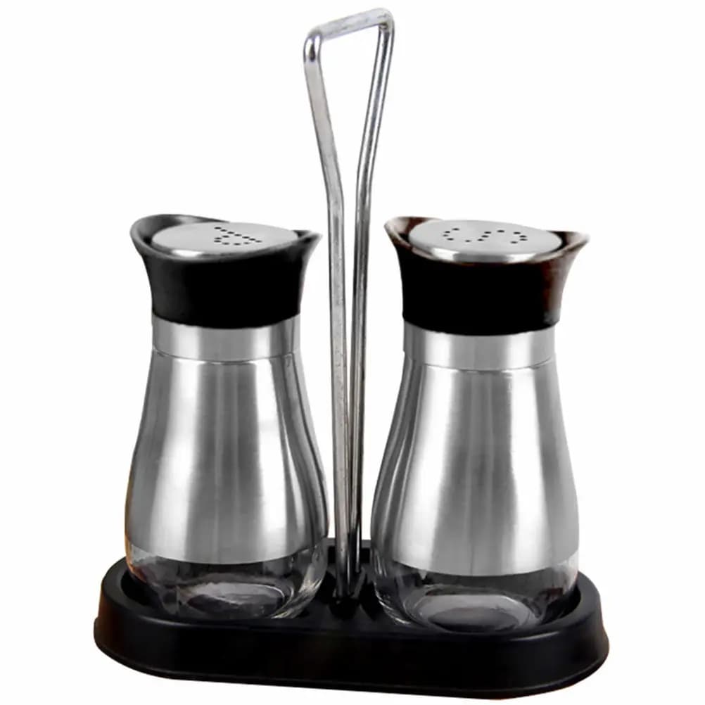 Set di 1 Contenitore per Spezie in Acciaio Inossidabile, Porta Condimenti in Vetro Spesso, Barattolo Multiuso per Cucina