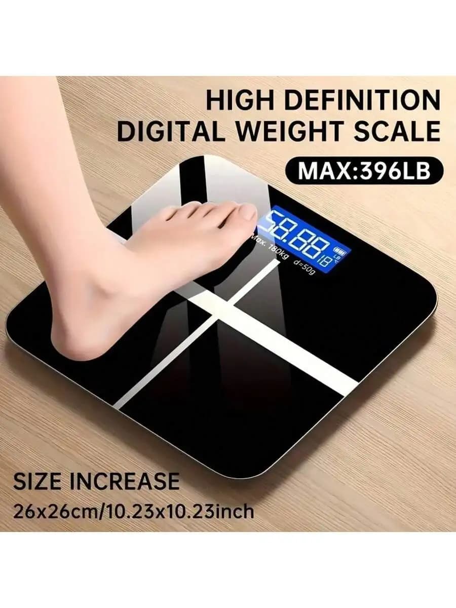 Multifunction Intelligent Bath Balance for Body Fat and Weight with Large Tempered Glass Platform, 390 pounds. For Home, Fitness, Open Activities.