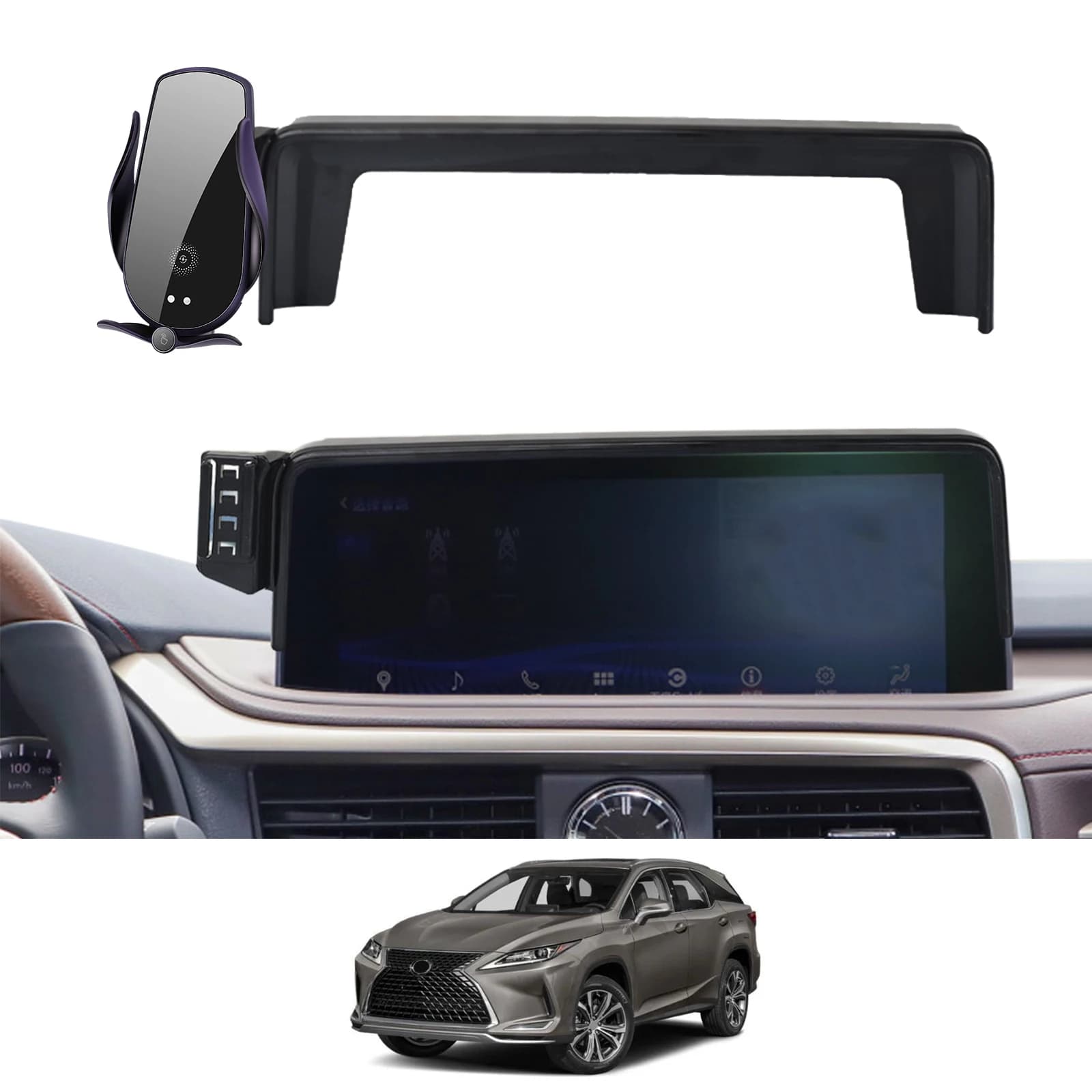 Per Lexus RX 2020 2021 2022 (12.3in/8in) Supporto per telefono Schermo Staffa di navigazione fissa Base Accessori di ricarica wireless