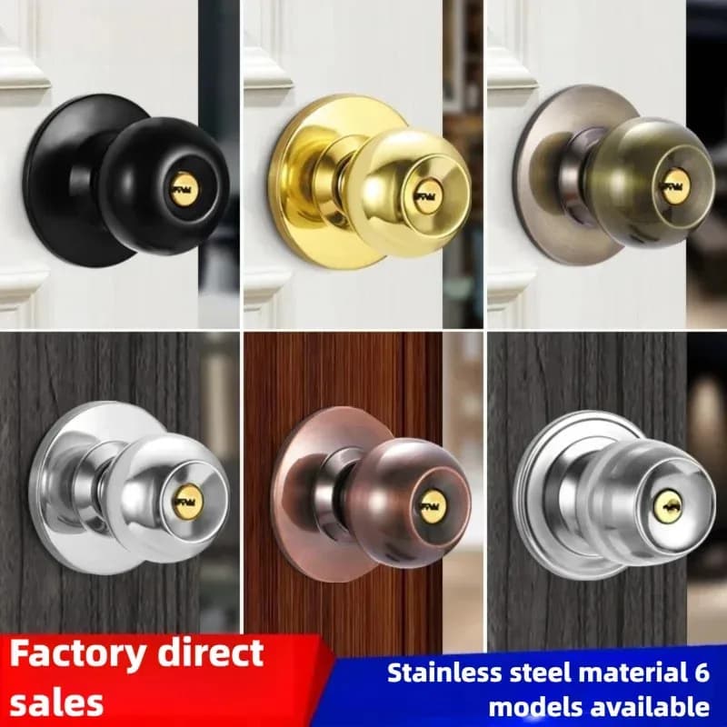 Maniglie per Porte in Acciaio Inox a Forma di Sfera, Serratura per Ingresso e Passaggio, per Camere da Letto e Soggiorni, Accessori Hardware
