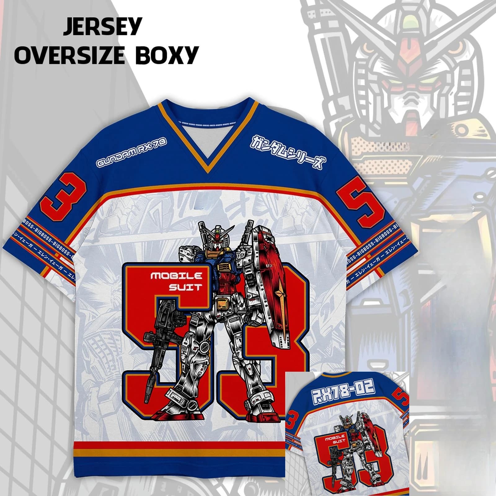 T-shirt Gundam RX78 Anime Mecha Y2k Stile Coreano Kpop Baseball Hockey Maglia 53 Moda Streetwear Anime Quotidiana Unisex Top e Magliette