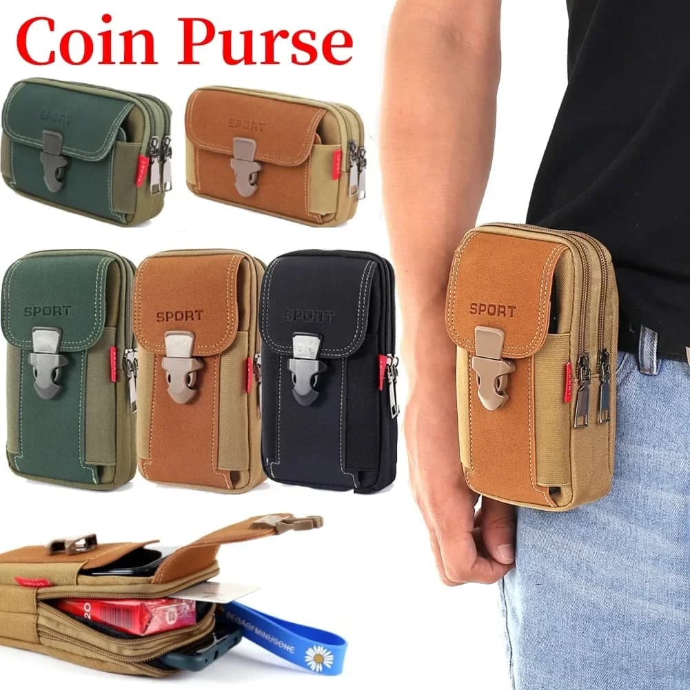 Men's Tactical Molle Pouch Belt Waist Carrier Small Pocket Military Waist Bag Running Camping Bag Soft Back Outdoor