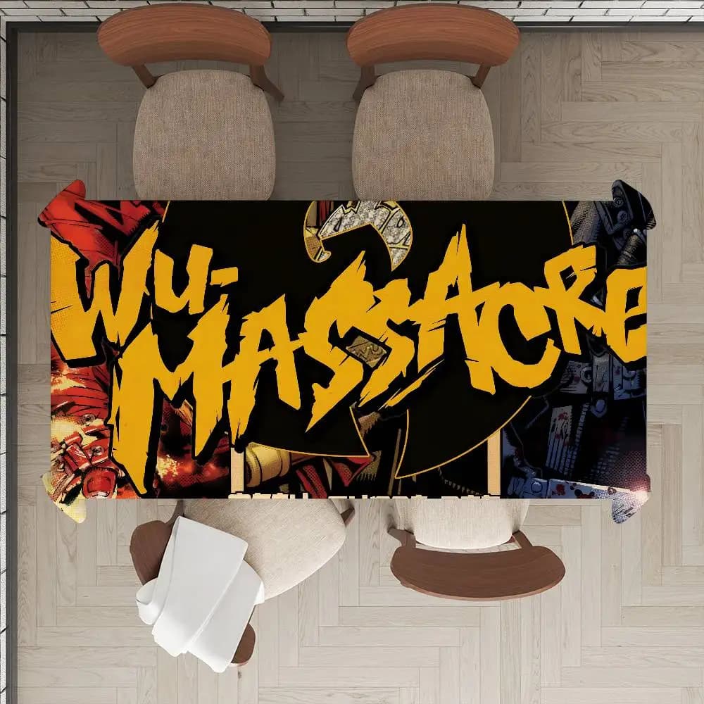WU-T--TANG CLAN Band Tablecloth Tea Coffee Table Cloth Waterproof Cloth Wall Stove Rack Rectangular Wedding Banquet Home Decor
